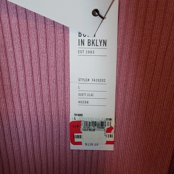 525 America Ribbed Knit Duster Sweater Dusty Lilac Large - Picture 5 of 11